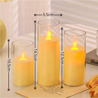 Lot de 3 bougies LED sans flamme scintillantes en cire, cylindriques, avec mèche oscillante et effet 3D, alimentées par piles, pour décoration de Noël et de la maison