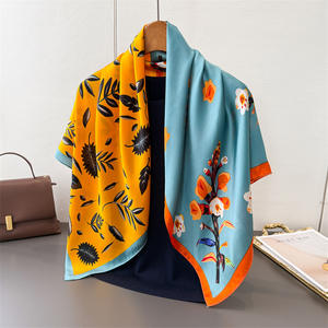 Écharpe de <span class=keywords><strong>voyage</strong></span> <span class=keywords><strong>en</strong></span> mousseline de soie de haute qualité, à fleurs violettes, poétique, grande taille carrée, écologique, respirante, protection solaire - Product Image 3