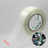 Ruban adhésif mono BOPP écologique à haute résistance d'adhérence, à base de colle acrylique thermofusible, avec filaments de fibre de verre/polyester, pour la fermeture des cartons