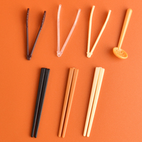 Ustensiles de cuisine miniatures, mini pailles en résine colorées, pinces à pain, cuillère, fourchette et baguettes, accessoires de poupées, jouets