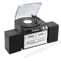 Tout en un sans fil BT double Cassette Jouer de la musique vinyles tourne-disque USB AM FM Radio gramophones anciens