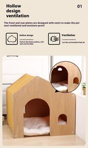 Katı desen ahşap köpek ve kedi kafes yeni kapalı açık çıkarılabilir Pet kabin düğmesi kapatma pencere toptan Pet evler mobilya - Product Image 6