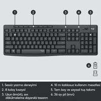 Logitech MK295 grosir Mouse Keyboard nirkabel senyap Combo 2.4GHz Set Mouse Keyboard nirkabel kantor