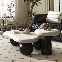 Table basse Cloud française, table basse moderne minimaliste, style crème pour appartement, salon, table centrale pour la maison, plateau en bois