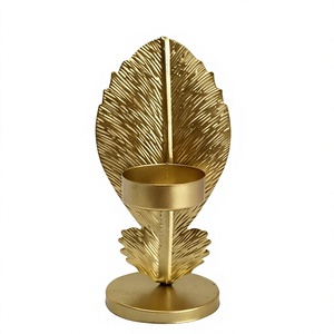 Support de bougie chauffe-plat en métal avec feuille d'or, texture moulée, décoration pour centre de table, vente en gros - Product Image 1