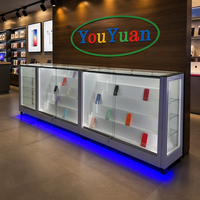 Étagères murales pour accessoires électroniques et vitrine en verre pour téléphones portables pour centre commercial, comptoir mobile moderne de luxe avec éclairage LED