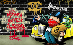 Póster Impreso en Lienzo <span class=keywords><strong>de</strong></span> <span class=keywords><strong>Alec</strong></span> Monopoly HD Art, Pintura en Lienzo con la Frase 'Money Never Sleep', Cuadro Decorativo para Oficina, Sala <span class=keywords><strong>de</strong></span> Estar y Decoración del Hogar - Product Image 2