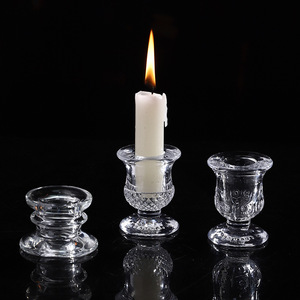ชุดเชิงเทียนคริสตัลศิลปะลึกลับ 3 ชิ้น แก้วใส ตกแต่งบ้าน ของขวัญแต่งงาน - Product Image 1