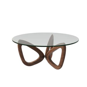 <span class=keywords><strong>Mesa</strong></span> de Centro de Diseño Nórdico Simple para Sala de Estar, Mueble de Madera Sólida con Vidrio Templado Redondo, Ecológico y Duradero - Product Image 1