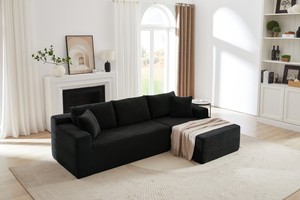L-Shaped Convertible Modular Sectional Sofa Set Corduroy Fabric Deep-<b>Seat</b> No Assembly Required Comfy Sleeper Living Room - Product Image 3