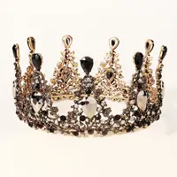 Mahkota Antik Raja Besar Mahkota Ratu Hitam Berlian Imitasi Pesta Halloween Cosplay Ulang Tahun Mahkota Tiara Mahkota Wanita