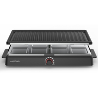 Raclette électrique sans fumée ANDONG, double, antiadhésive, 8 poêles, pour intérieur, barbecue, grill de fête, avec panneau de commande numérique