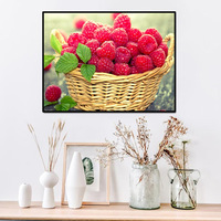 SONGWOOART Deliciosas Frambuesas Serie Frutas 5D, Pintura de Diamantes con Polvo de Hadas, Increíbles Regalos DIY, Kit de Pintura de Diamantes