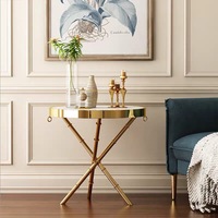 Table basse ronde moderne avec plateau en marbre et structure en acier inoxydable, hauteur réglable, pour salon, usage domestique
