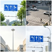 Tiang Listrik Pintar dengan Kamera CCTV Pemantau Keamanan Lingkaran, Baja Galvanis Celup Panas untuk Luar Ruangan, Dapat Disesuaikan 3m-12m, Tahan Lama