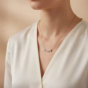 Hong Kong Supplier Exclusive 18K Solid Gold Natural Diamond <b>Necklace</b> Fine Jewelry Wholesale Smile Design <b>Necklace</b> Gift For Women - Product Image 1