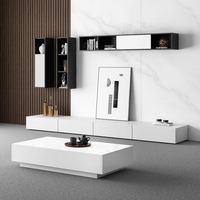 Mesa de Centro con Gran Espacio de Almacenamiento y Mueble para TV, Diseño Moderno, Color Negro, Económico, para Sala de Estar