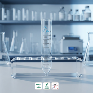 หลอดทดลองแบบมีขีดบอกปริมาตร ก้นเรียว ทำจากแก้วบอโรซิลิเกต ขนาด 10 มล. สำหรับใช้ในห้องปฏิบัติการ - Product Image 3