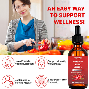 OEM Supports Metabolism Natural Cayenne, Beetroot & Turmeric <b>Liquid</b> Drops with Hawthorn Extract -<b>Vitamin</b> D3 & K2 - Product Image 3