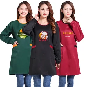 Delantales tejidos con logotipo grueso impermeable para hombres y mujeres, bata exterior de manga larga de nuevo estilo para restaurante, Bar, trabajo de cocina del <span class=keywords><strong>camarero</strong></span> - Product Image 5