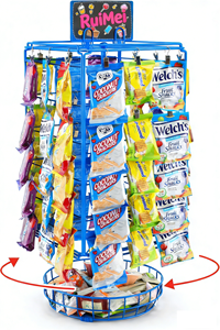 5-stufiger Präsentationsständer mit 60 Clips, 360° drehbar, robustes Metallgestell für Kartoffelchips und Snacks, Einzelhandelsdisplay mit Korb - Product Image 2