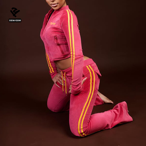 Completo da Yoga in <span class=keywords><strong>Velluto</strong></span> Personalizzato con Giacca con Zip e Striscia Laterale, Pantaloni a Zampa, <span class=keywords><strong>Tuta</strong></span> in <span class=keywords><strong>Velluto</strong></span> per <span class=keywords><strong>Donna</strong></span>, Abbigliamento Sportivo da Palestra, <span class=keywords><strong>Tuta</strong></span> da Jogging - Product Image 6