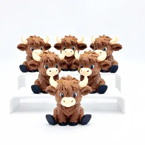 Figura Decorativa <span class=keywords><strong>de</strong></span> <span class=keywords><strong>Vaca</strong></span> Highland Sentada, Impresa en 3D, <span class=keywords><strong>de</strong></span> 2.32 Pulgadas, Ecológica, Pequeña, para Interiores y Exteriores, Segura para Niños - Product Image 1