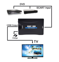 Adaptateur convertisseur SCART vers HDMI 1080p, adaptateur audio-vidéo avec alimentation pour HDTV, DVD, décodeur, plug-and-play avec câble USB