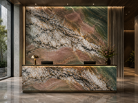 Dalle de quartzite Volupia Maestro polie, incurvée, pour plateau de table à manger, comptoir cascade, panneau mural de douche, dessus de meuble-lavabo