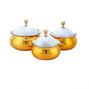 Vente chaude finition dorée brillante Style classique service de nourriture isolé en acier inoxydable marmite de service plats de service marmite - Product Image 1