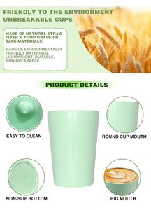 Mug de voyage personnalisable en paille de blé écologique 350 ml, sans BPA, compatible lave-vaisselle, tasse à café réutilisable - Product Image 2