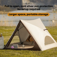 Tente de camping d'aventure trois saisons blanche à une chambre, poteaux en fibre de verre, design géométrique, tissu polyester, pour randonnée en extérieur 2-3 personnes