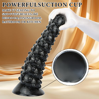 38*9cm Godemiché anal géant souple et étanche avec ventouse postérieure à filetage, perles de traction Octopus surdimensionnées et ventouse Chrysanthème