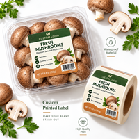 Étiquettes personnalisées imprimées pour l'emballage des champignons, autocollants imperméables imprimés pour la marque des produits frais