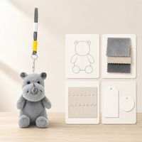 Porte-clés en peluche de rhinocéros gris mignon de 16 à 23 cm, peluche de rhinocéros de dessin animé, jouet en peluche en coton PP tendance