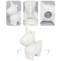 Ours fluide peint licorne tirelire blanche en résine pour le bricolage, jouet graffiti pour les activités familiales des enfants, décoration d'intérieur