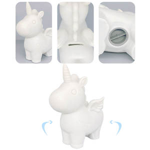 Ours fluide peint <span class=keywords><strong>licorne</strong></span> <span class=keywords><strong>tirelire</strong></span> blanche en résine pour le bricolage, jouet graffiti pour les activités familiales des enfants, décoration d'intérieur - Product Image 5