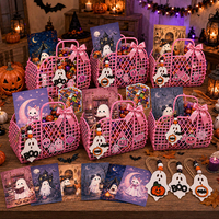 Kit de 6 paniers Halloween pour la collecte des bonbons ou des farces, paniers cadeaux DIY avec poignées pour la décoration de fêtes, les cadeaux, les photos et le rangement domestique