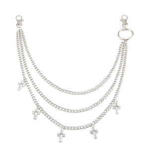 Multi Layered Hollow <b>Cross</b> Waist <b>Chain</b> Zinc Alloy Metal Ring Pendant Pants <b>Chain</b> Daily Wear Fashion Body <b>Chain</b> - Product Image 5