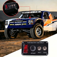 Panneau de commande d'allumage en fibre de carbone pour course automobile, bouton de démarrage du moteur, capot de sécurité rouge pour course