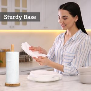 Nouveau support de papier absorbant en bambou pour cuisine, distributeur de serviettes en papier sur pied, support de rouleau de serviettes de salle de bain, organisateur de rouleaux de papier pour comptoir - Product Image 2