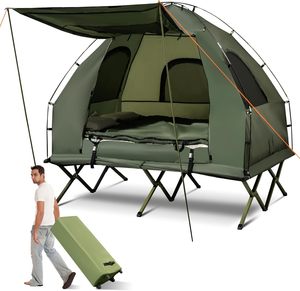 Cắm trại Lều cot, 5-trong-1 Gấp Cắm Trại giường với nệm không khí, gối, Túi ngủ, không thấm nước cao Lều nơi trú ẩn - Product Image 1