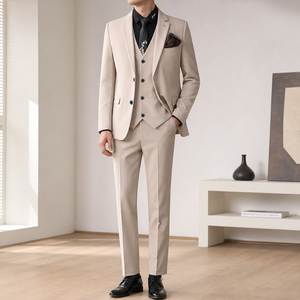 <span class=keywords><strong>Traje</strong></span> de Boda Moderno de 2 Botones para Hombre, Corte Entallado, Conjunto de 3 Piezas, <span class=keywords><strong>Traje</strong></span> Formal para Novio, Padrino, Fiesta, Banquete, Blazer, Chaqueta, Pantalones, Chaleco - Product Image 3