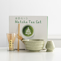 Ensemble de thé en céramique avec bol à matcha, fouet en bambou, support et boîte cadeau, capacité de 1L, ensemble de pièces