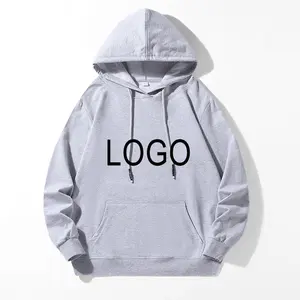Grosir disesuaikan logo dicetak katun ukuran besar disesuaikan unisex hoodie Musim Dingin Wanita warna solid hoodie