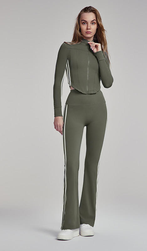 Autumn Long Sleeves Coat Flare Pant Outfit Custom logo Jacket