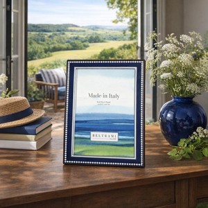 Beltrami Photo <b>Frame</b> <b>4x6</b> Silver Plated Blue Navy Dots Metal <b>Frame</b> - Product Image 2