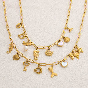 Collar con colgante personalizado de acero inoxidable 316L, chapado en oro PVD de 14K/18K, joyería fina de moda, collares náuticos para mujer - Product Image 1