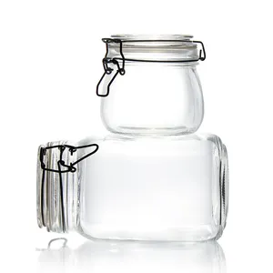 Groothandel 1.6Oz 50Ml Mini Voedselopslag Glazen Opslagpot Luchtdichte Kruiden Pot Doorzichtige Glazen Pot Met Clip Glazen Deksel