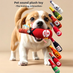 Giocattoli per Cani a Forma di Bottiglia di Birra Verde, Vendita all'Ingrosso, Giocattoli Interattivi di Lusso in Morbido Peluche - Product Image 2